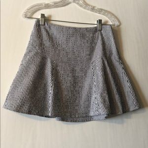 Black and white striped mini skirt